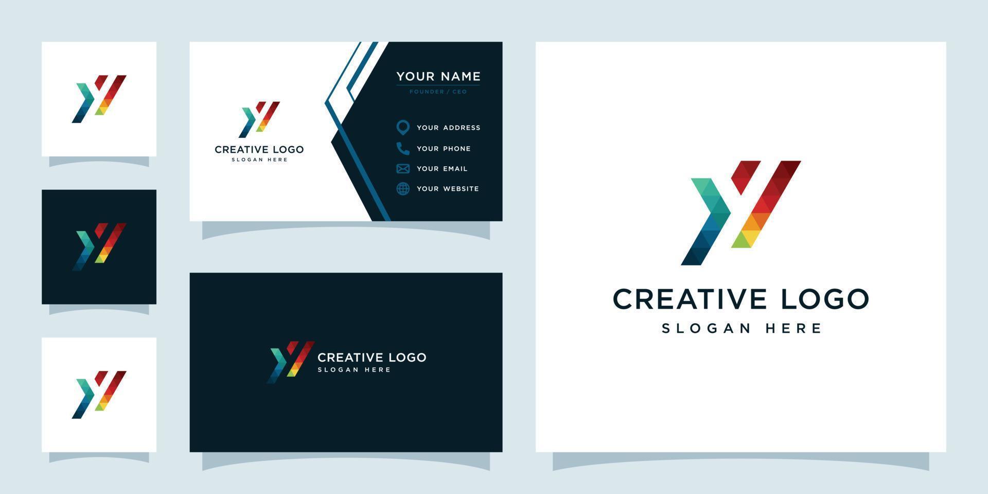 Vector graphics of initials Y geometric colorful logo design template