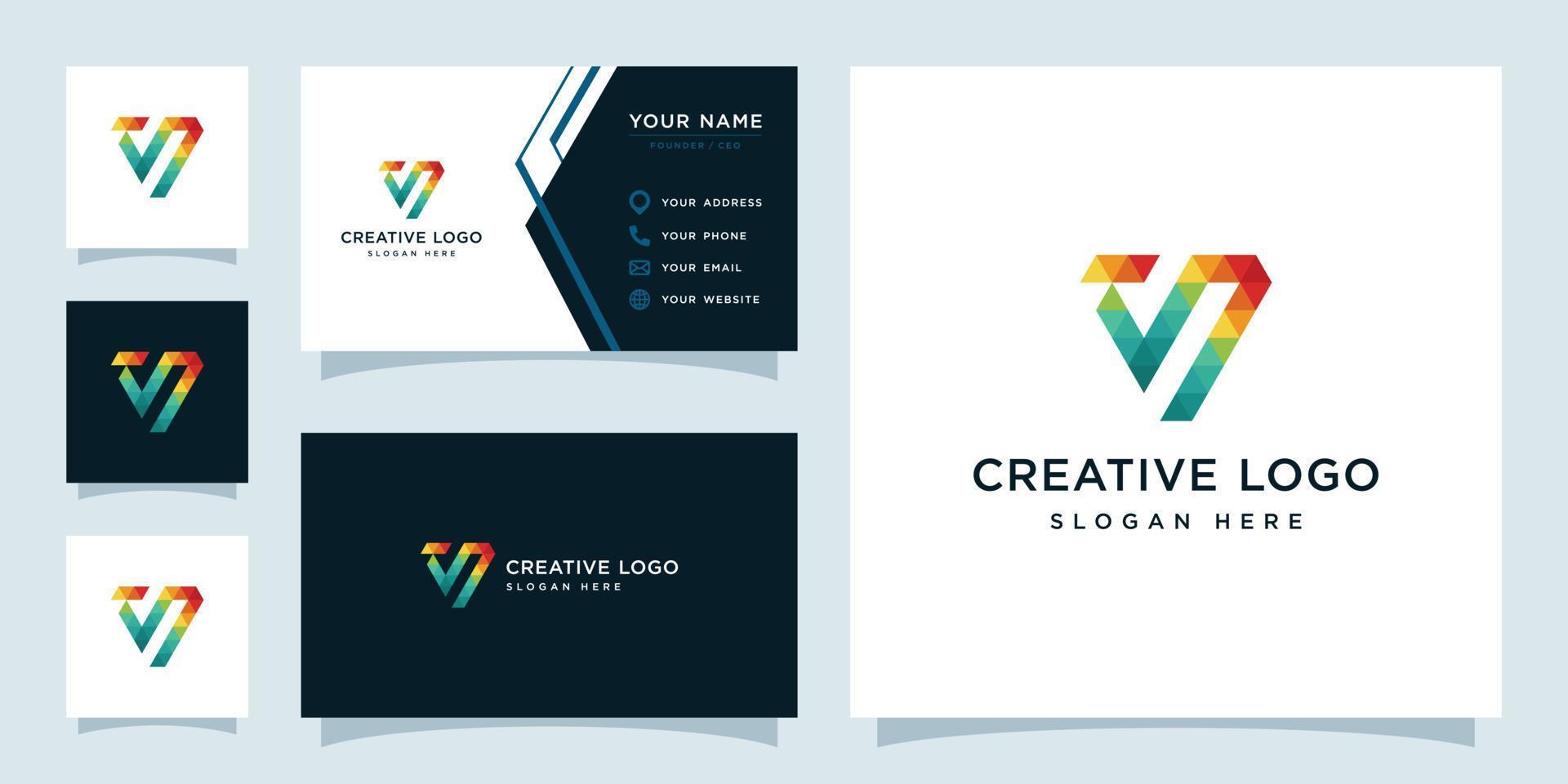 Vector graphics of initials V colorful geometry logo design template