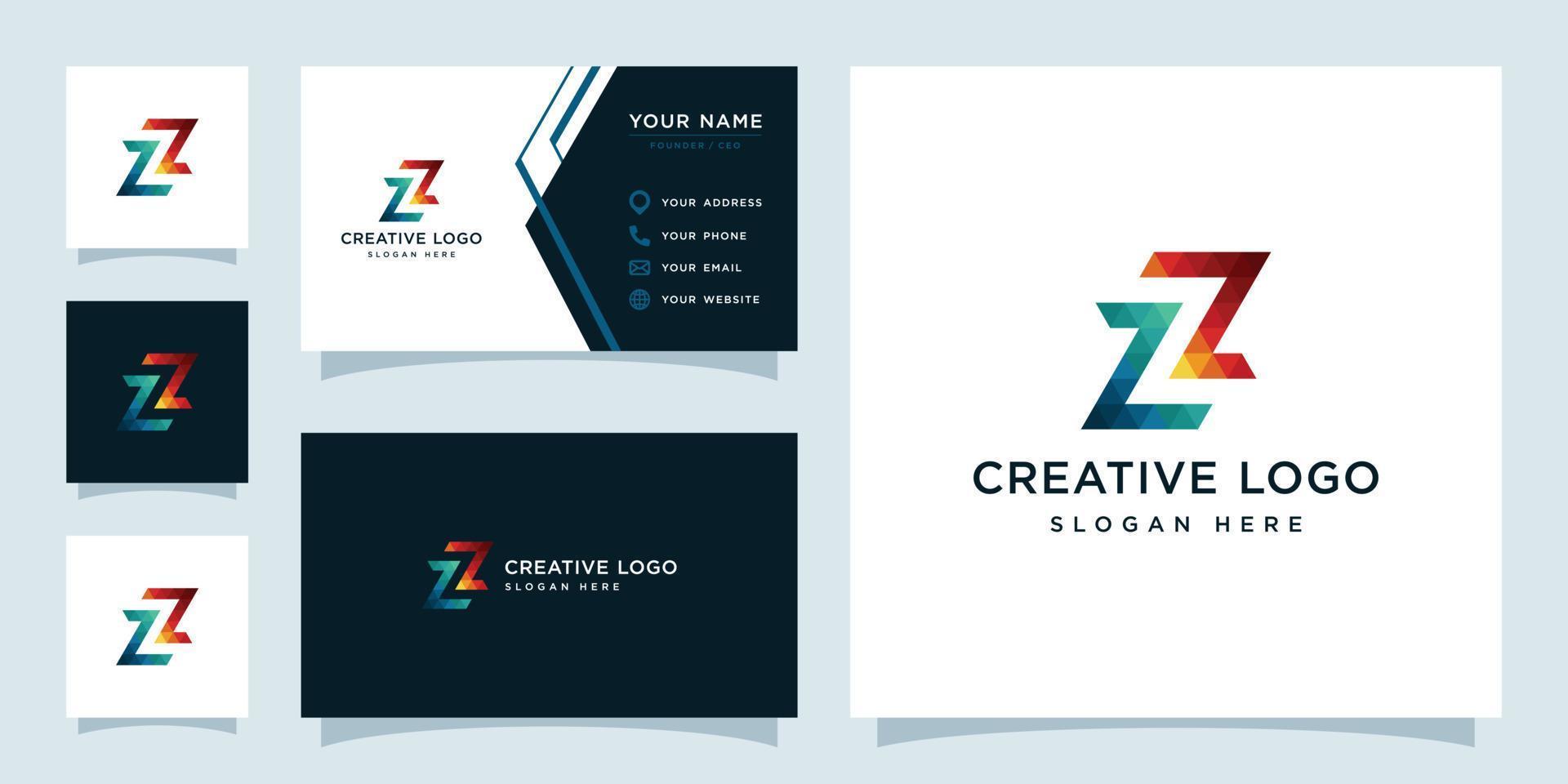 Vector graphics of initials Z geometric colorful logo design template