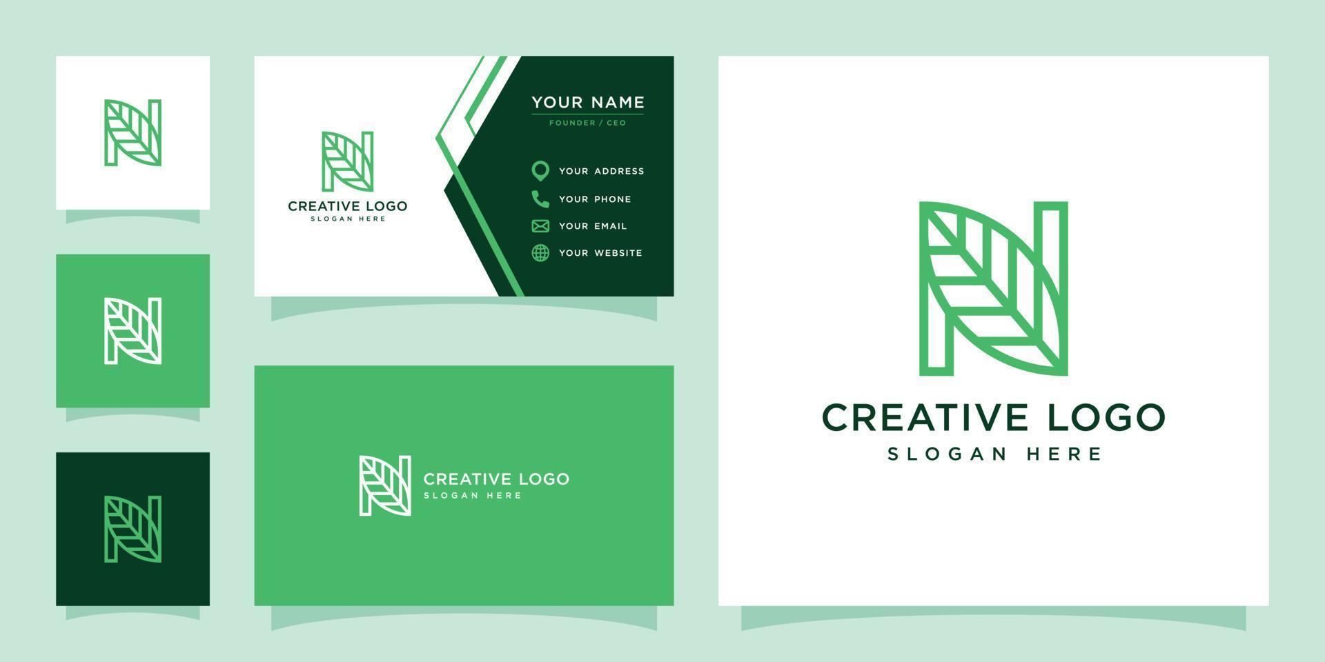 Vector graphic of letter N combined with nature logo design template