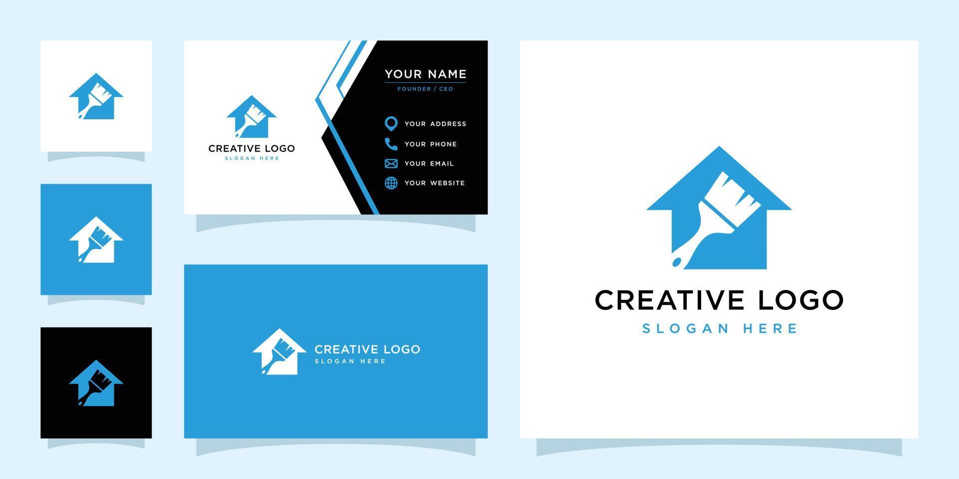 Vector graphic of painting home logo design template