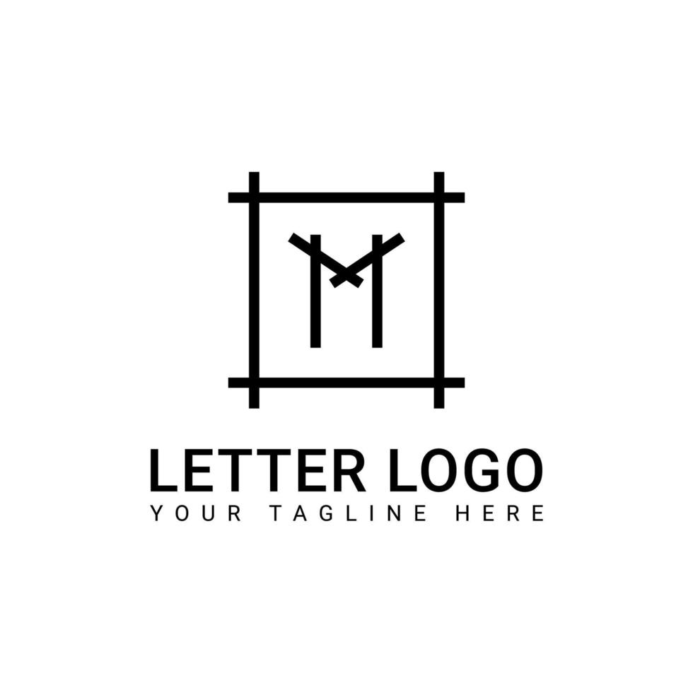 Simple and Clean Black Monogram Logo Design With the Letter M vector