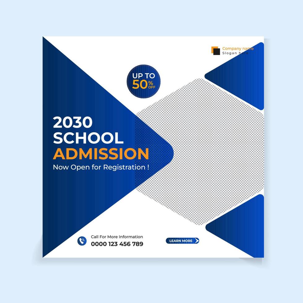 New school Admission social media post template vector