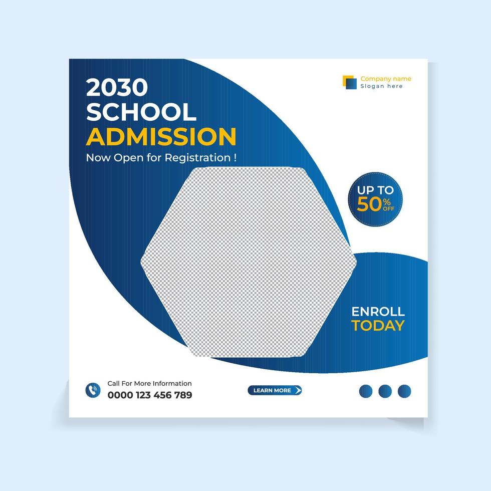 New school Admission social media post template vector