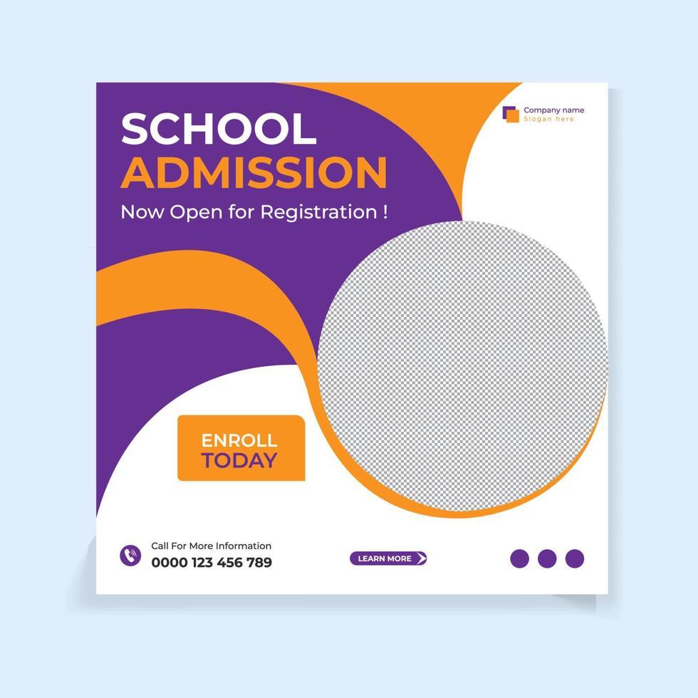 New school Admission social media post template vector