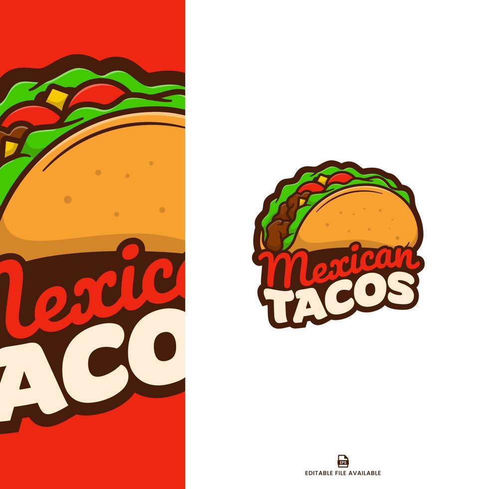Mexican Tacos Cartoon Icon Logo vector