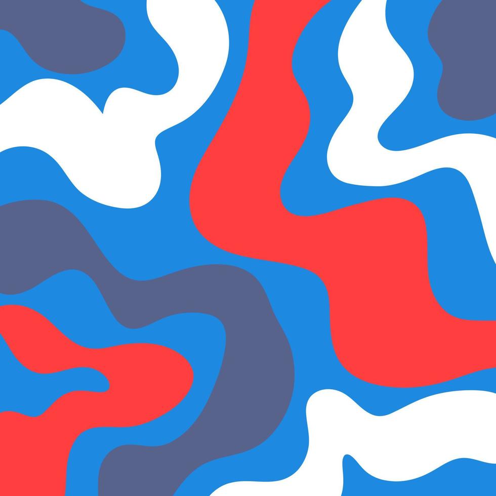 60s Red Blue Retro Minimalist Wavy Lines vector