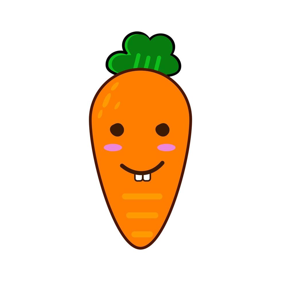 fruta y verdura lindo simple de mascota de personaje de zanahoria. vector