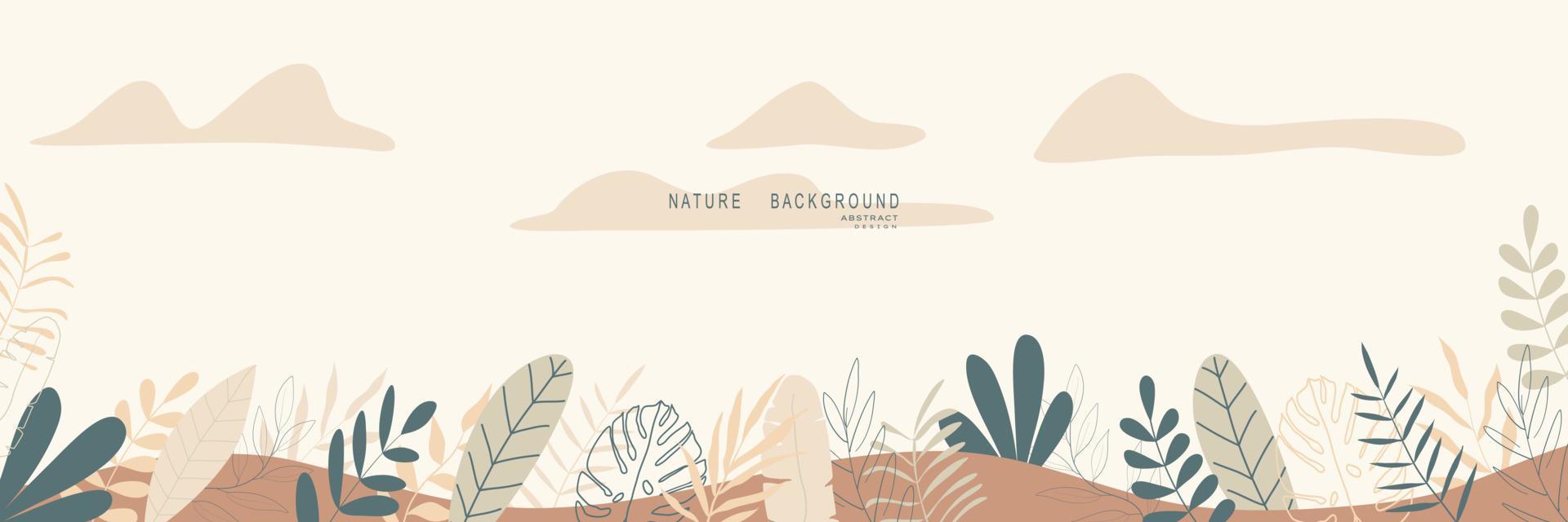 Abstract nature background with leaves and plants. Copy space for text. Vector illustration