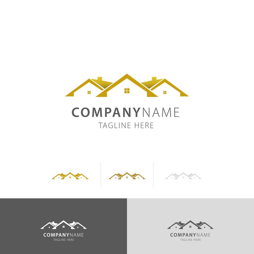 real estate modern with gold luxury color logo vector