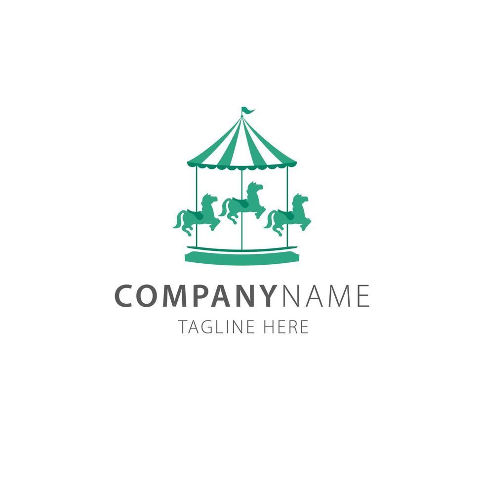 Carousel horse circus carnival logo vector illustration