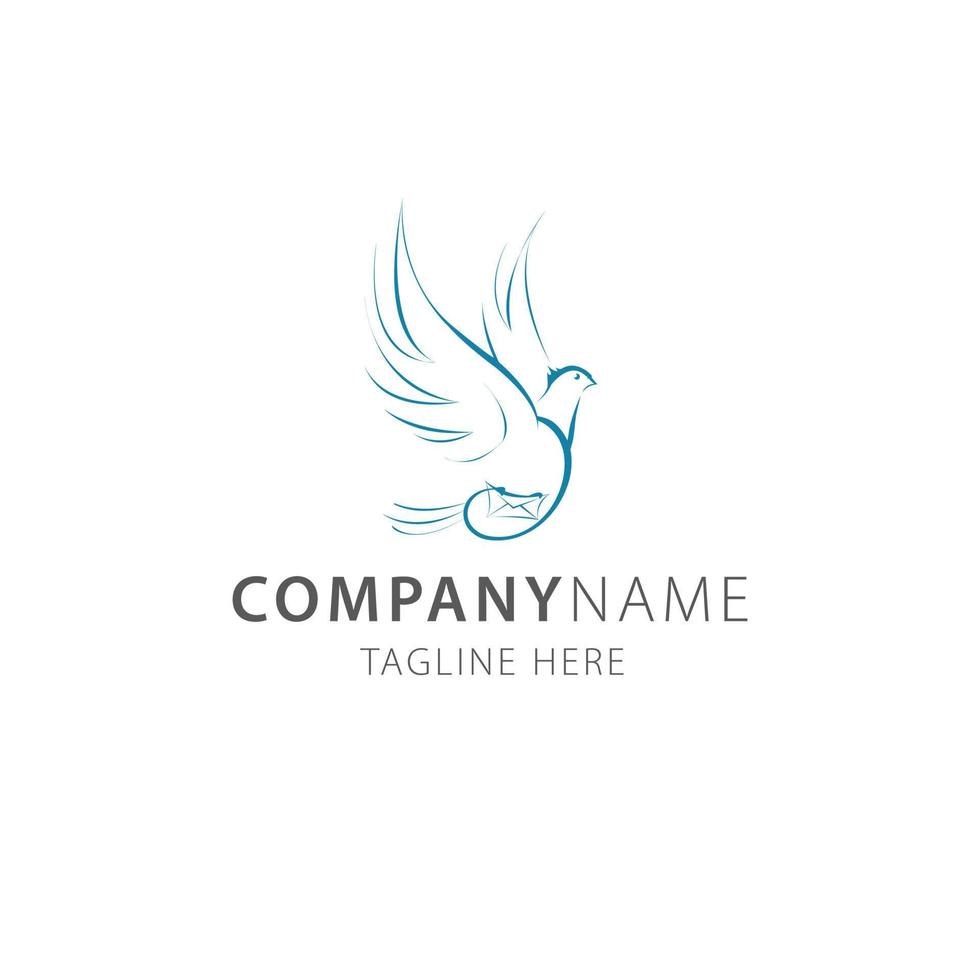 dove envelope messaging logo vector outline illustration