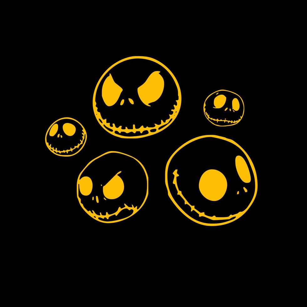 pattern yellow pumpkin halloween skeleton illustration vector