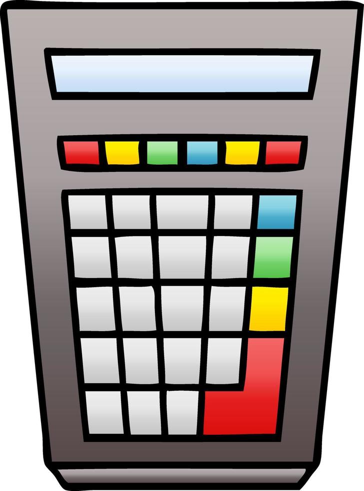 quirky gradient shaded cartoon calculator vector