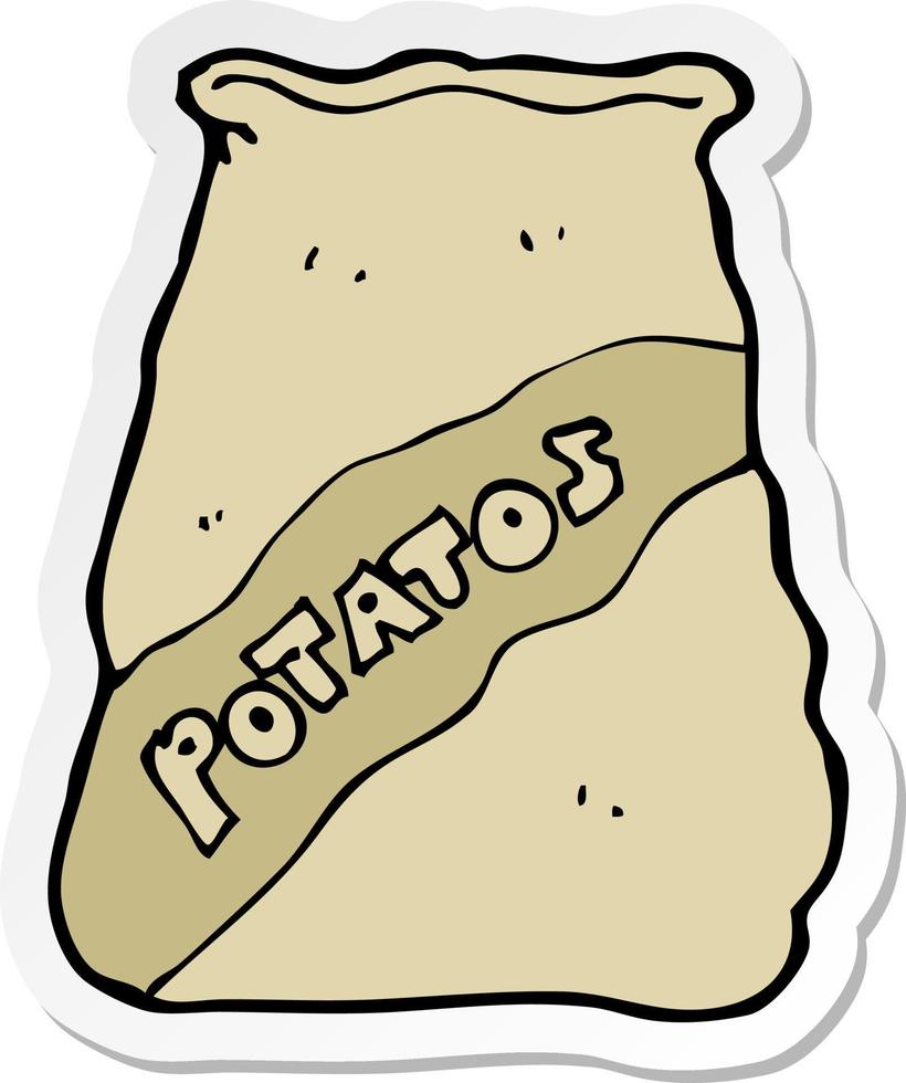 pegatina de un saco de patatas de dibujos animados vector