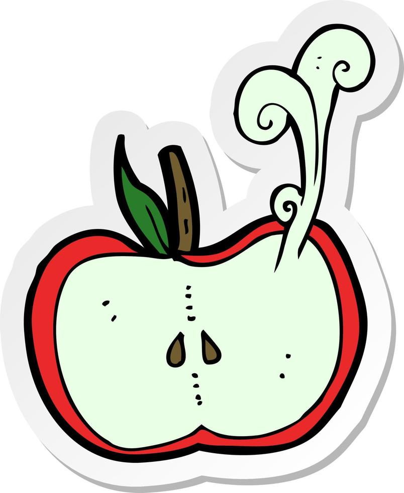sticker of a cartoon juicy apple half vector