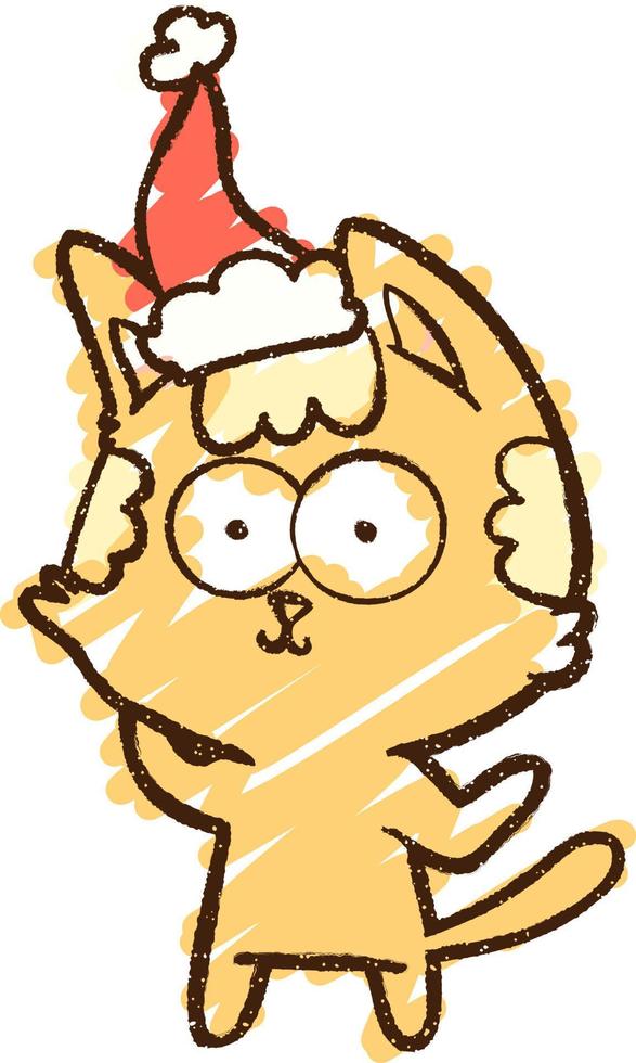 Christmas Cat Chalk Drawing vector