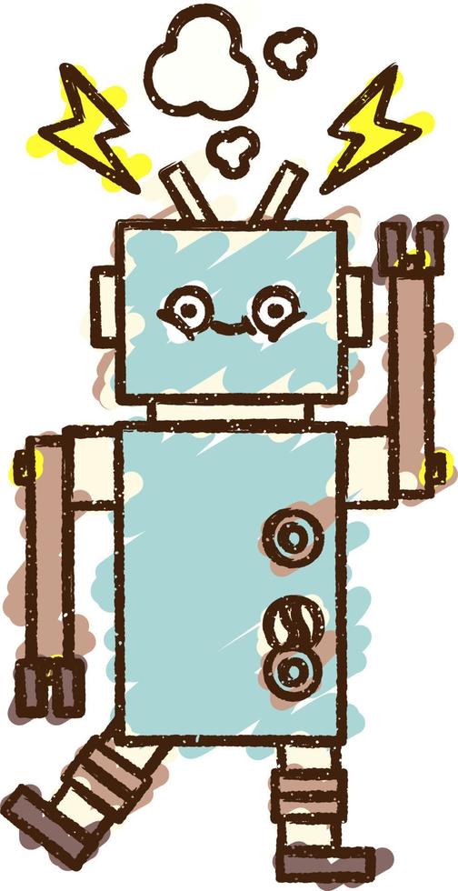 Crazy Robot Chalk Drawing vector