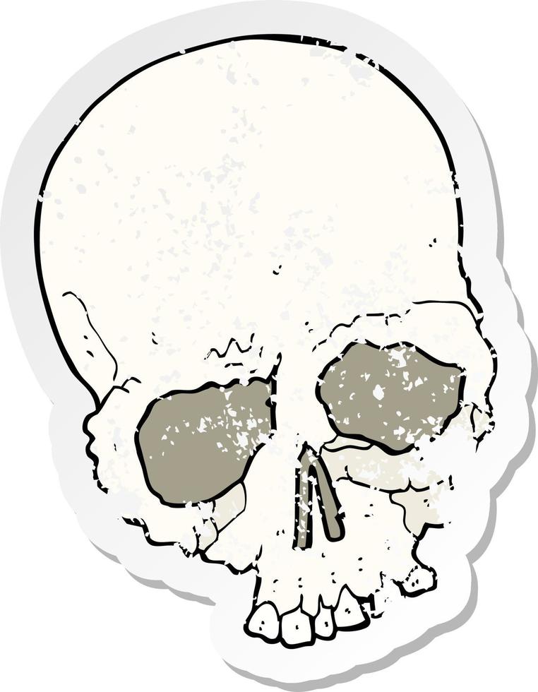 retro distressed sticker of a cartoon spooky old skull vector