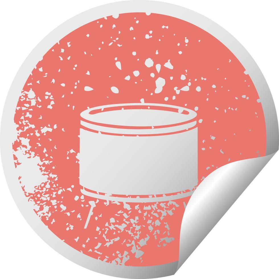 distressed circular peeling sticker symbol drum vector