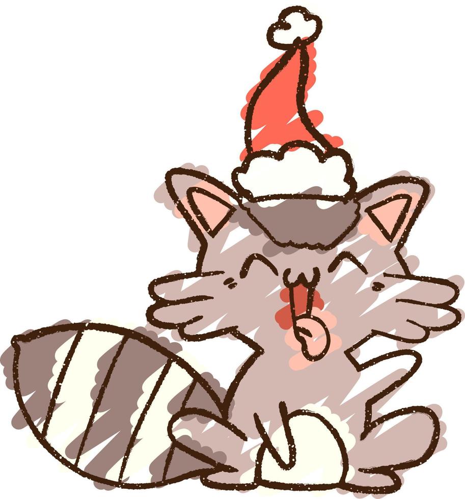 Christmas Raccoon Chalk Drawing vector