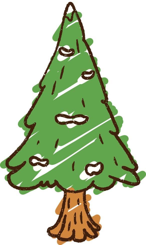 dibujo de tiza del árbol de navidad vector