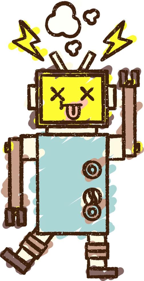 Broken Robot Chalk Drawing vector