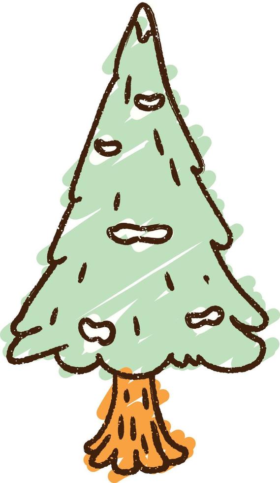 dibujo de tiza de árbol nevado vector