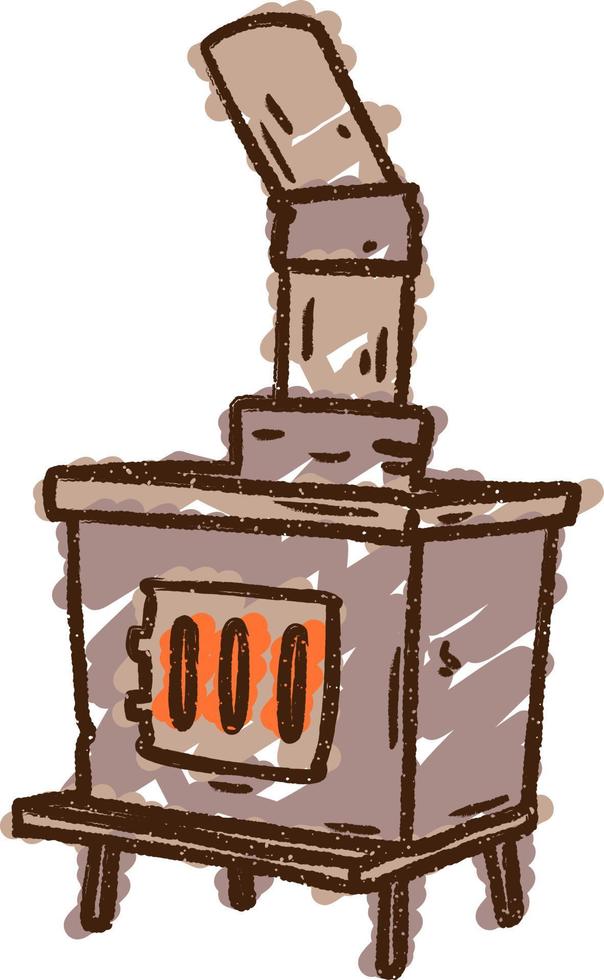 Wood Stove Chalk Drawing vector