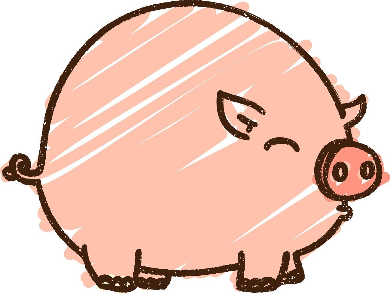 dibujo de tiza de cerdo gordo vector