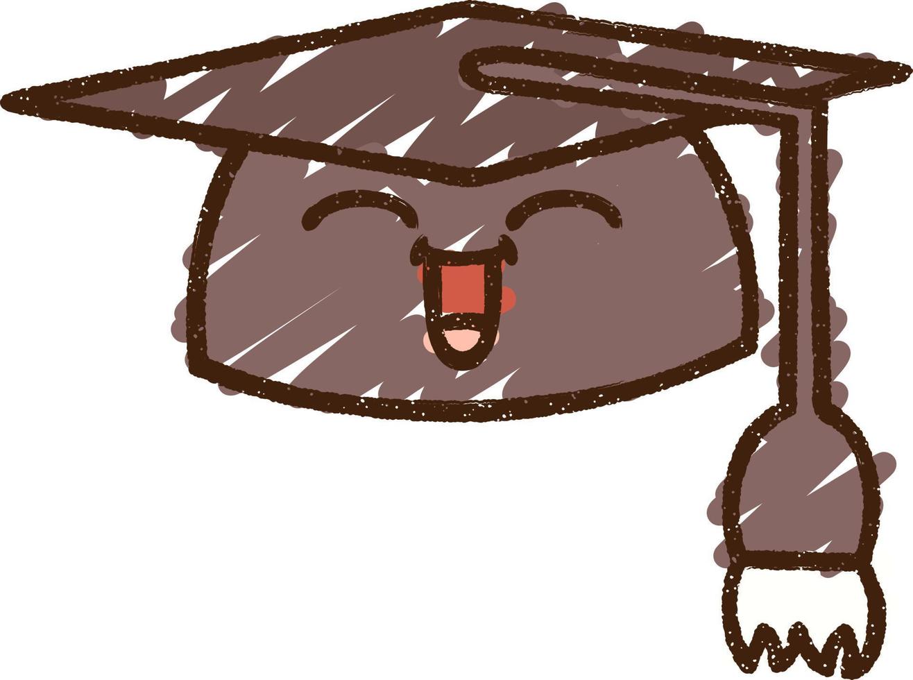 dibujo de tiza de gorro de graduación vector