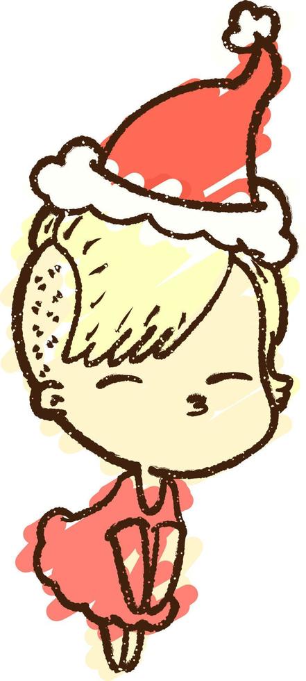 Christmas Woman Chalk Drawing vector
