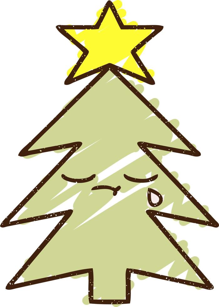 dibujo de tiza del árbol de navidad vector