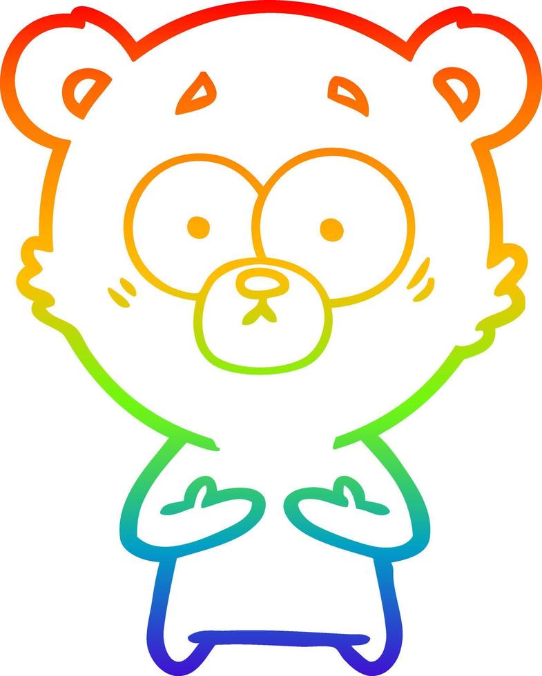 rainbow gradient line drawing surprised bear cartoon vector