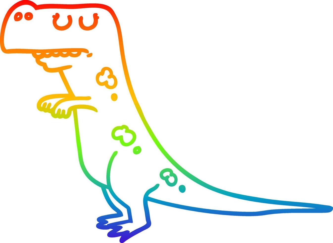 rainbow gradient line drawing cartoon dinosaur vector