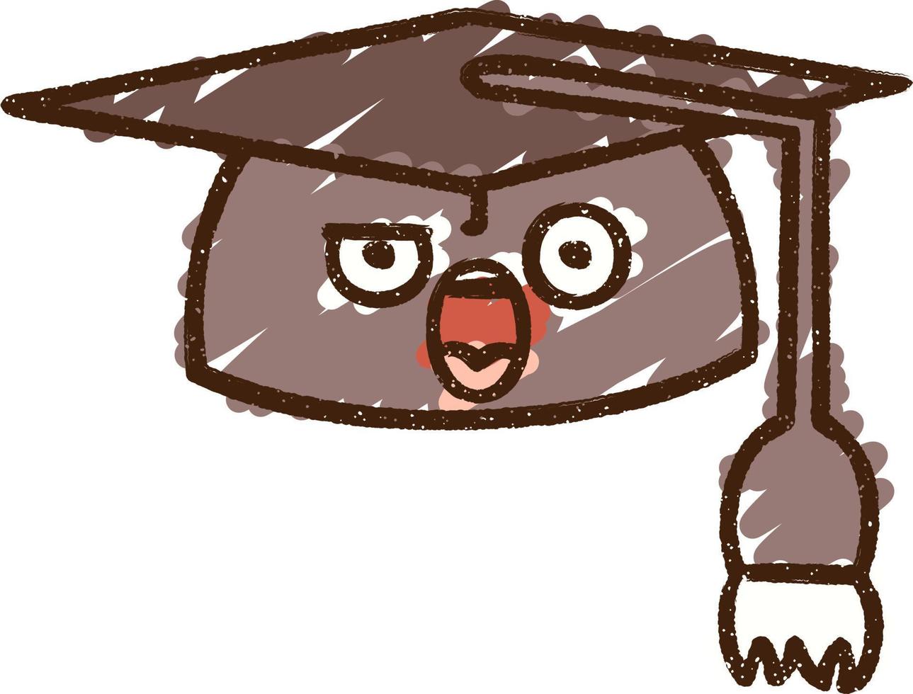 dibujo de tiza de gorro de graduación vector