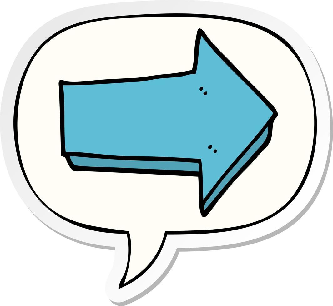 cartoon arrow and speech bubble sticker vector