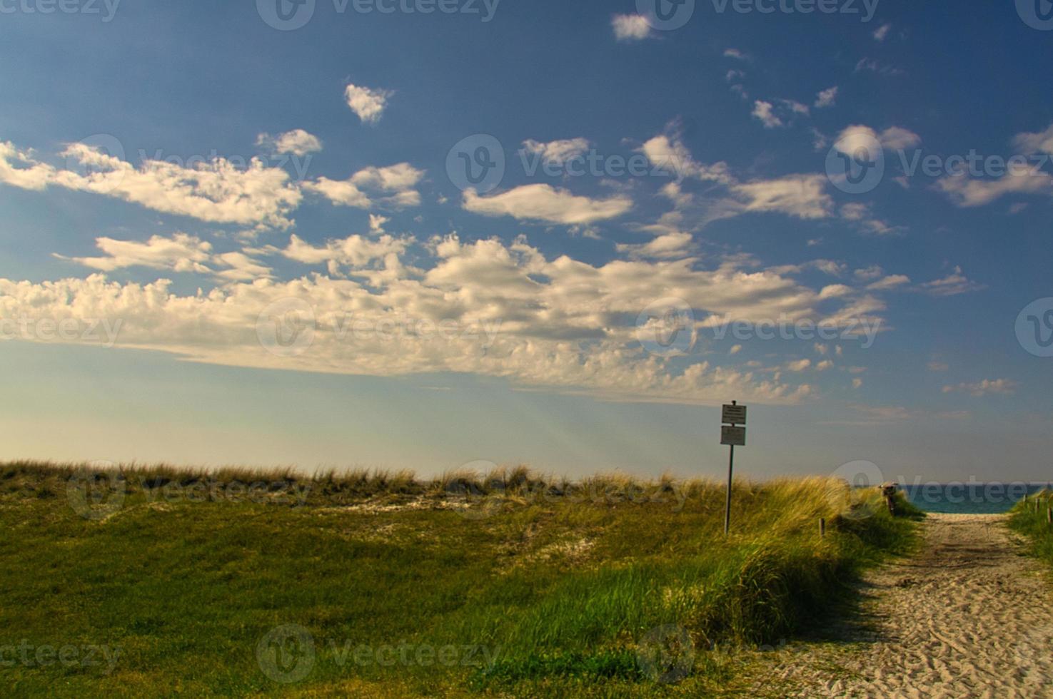 Beach crossing on the Baltic Sea with a view of the sea. photo
