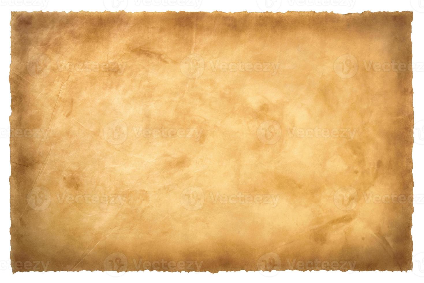 old parchment paper sheet vintage aged or texture isolated on white background photo