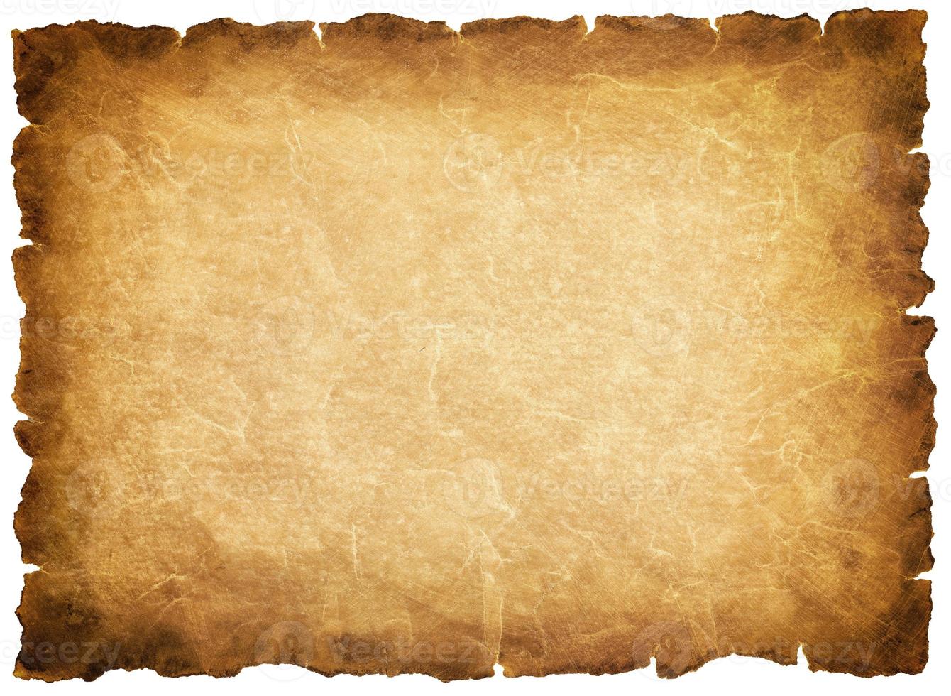 old parchment paper sheet vintage aged or texture isolated on white background photo