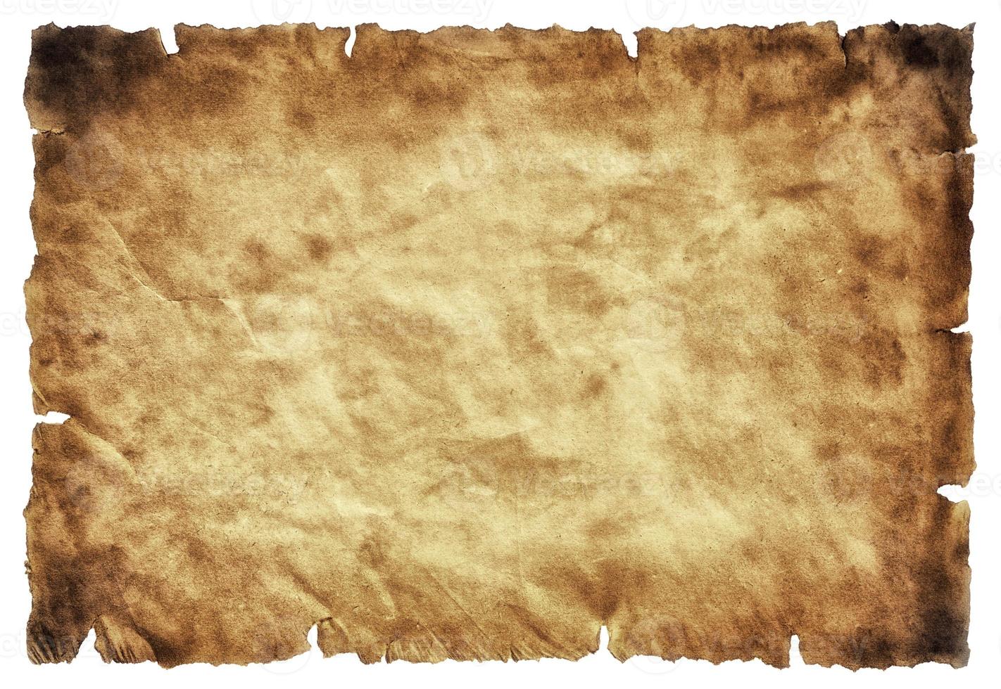 old parchment paper sheet vintage aged or texture isolated on white background photo