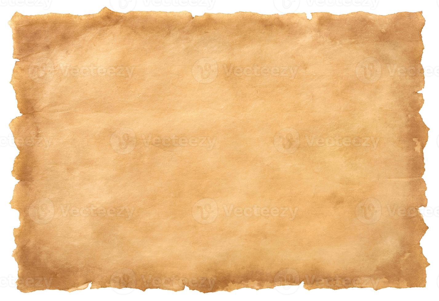 old parchment paper sheet vintage aged or texture isolated on white background photo