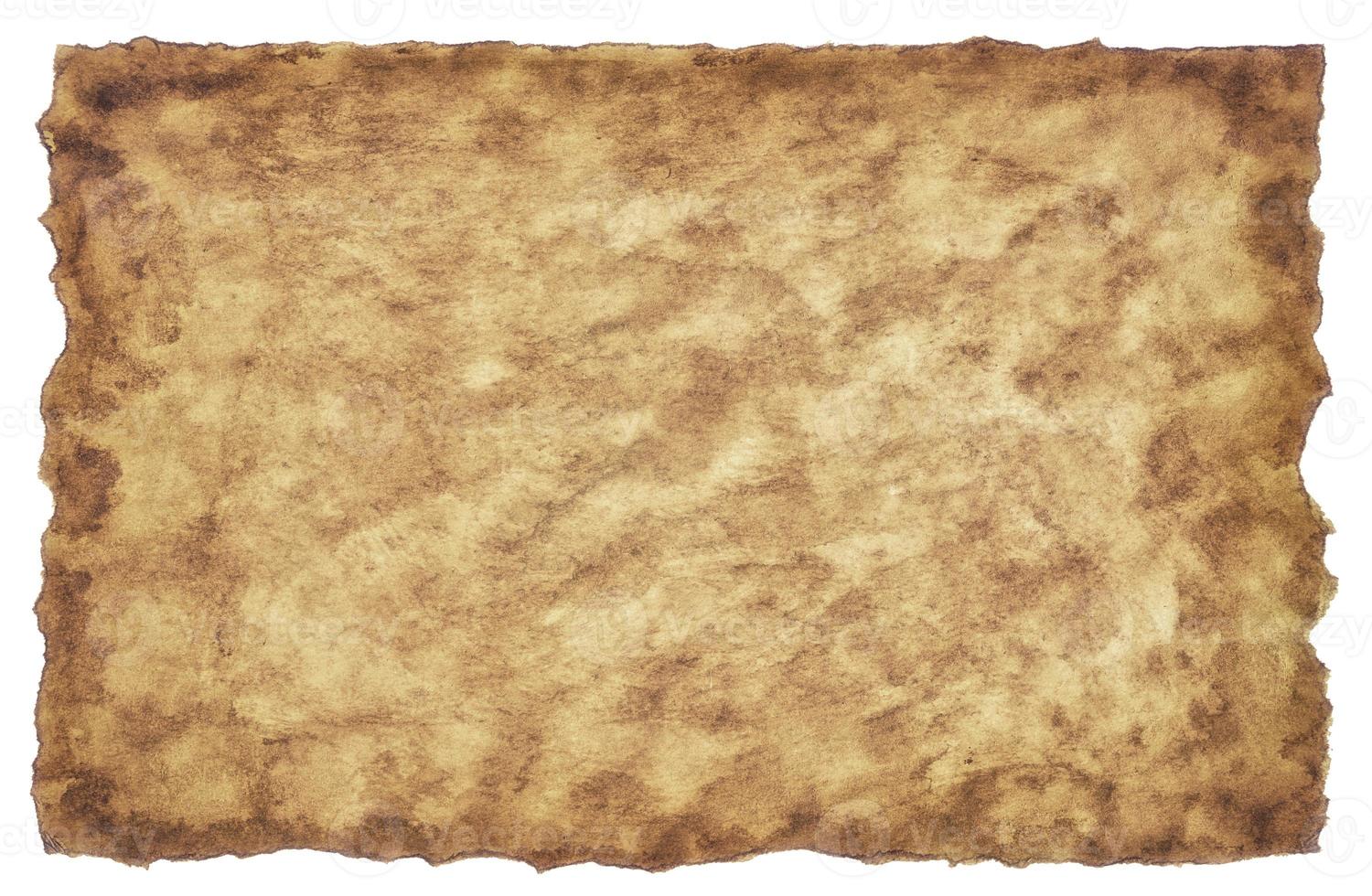 old parchment paper sheet vintage aged or texture isolated on white background photo