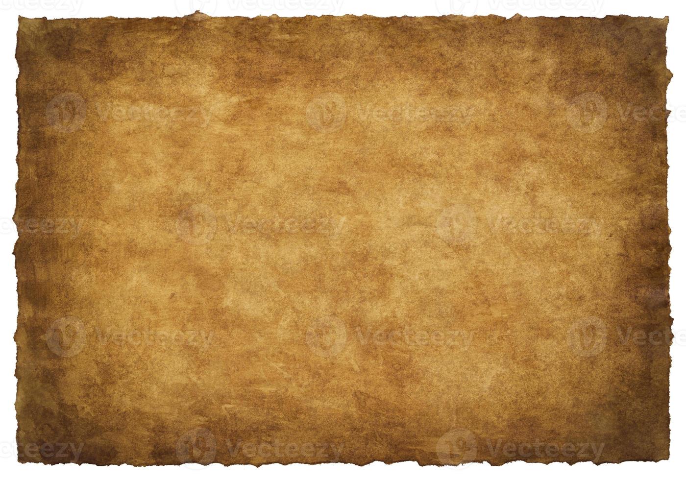 old parchment paper sheet vintage aged or texture isolated on white background photo