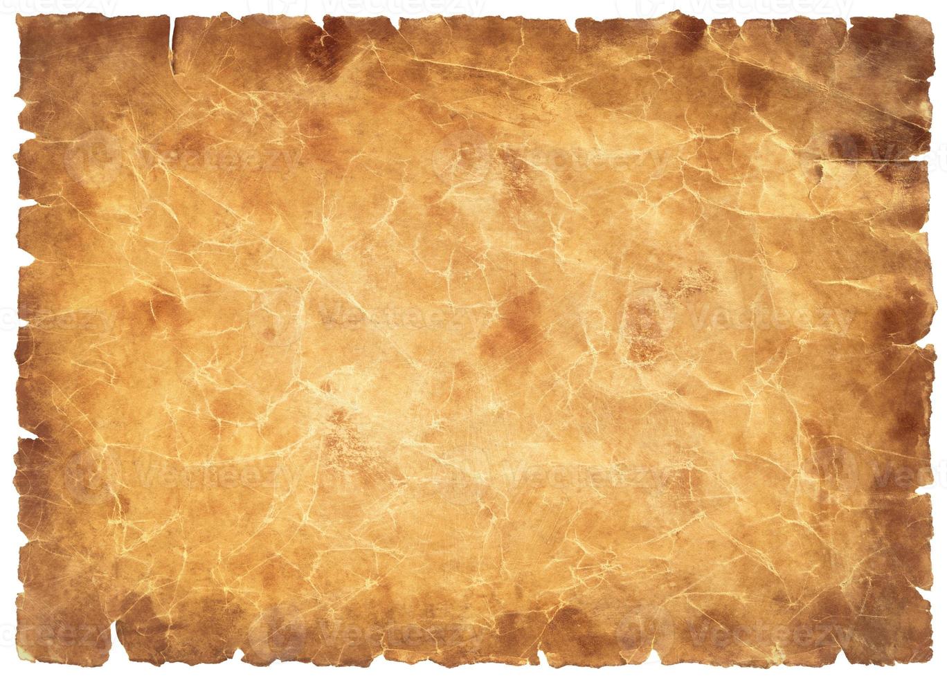 old parchment paper sheet vintage aged or texture isolated on white background photo