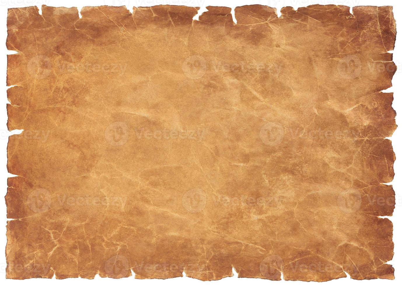 old parchment paper sheet vintage aged or texture isolated on white background photo