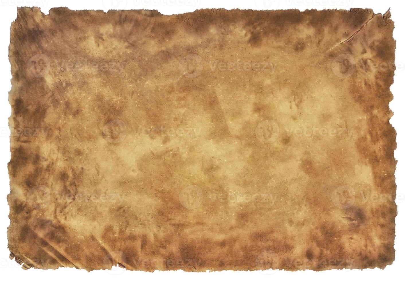 old parchment paper sheet vintage aged or texture isolated on white background photo