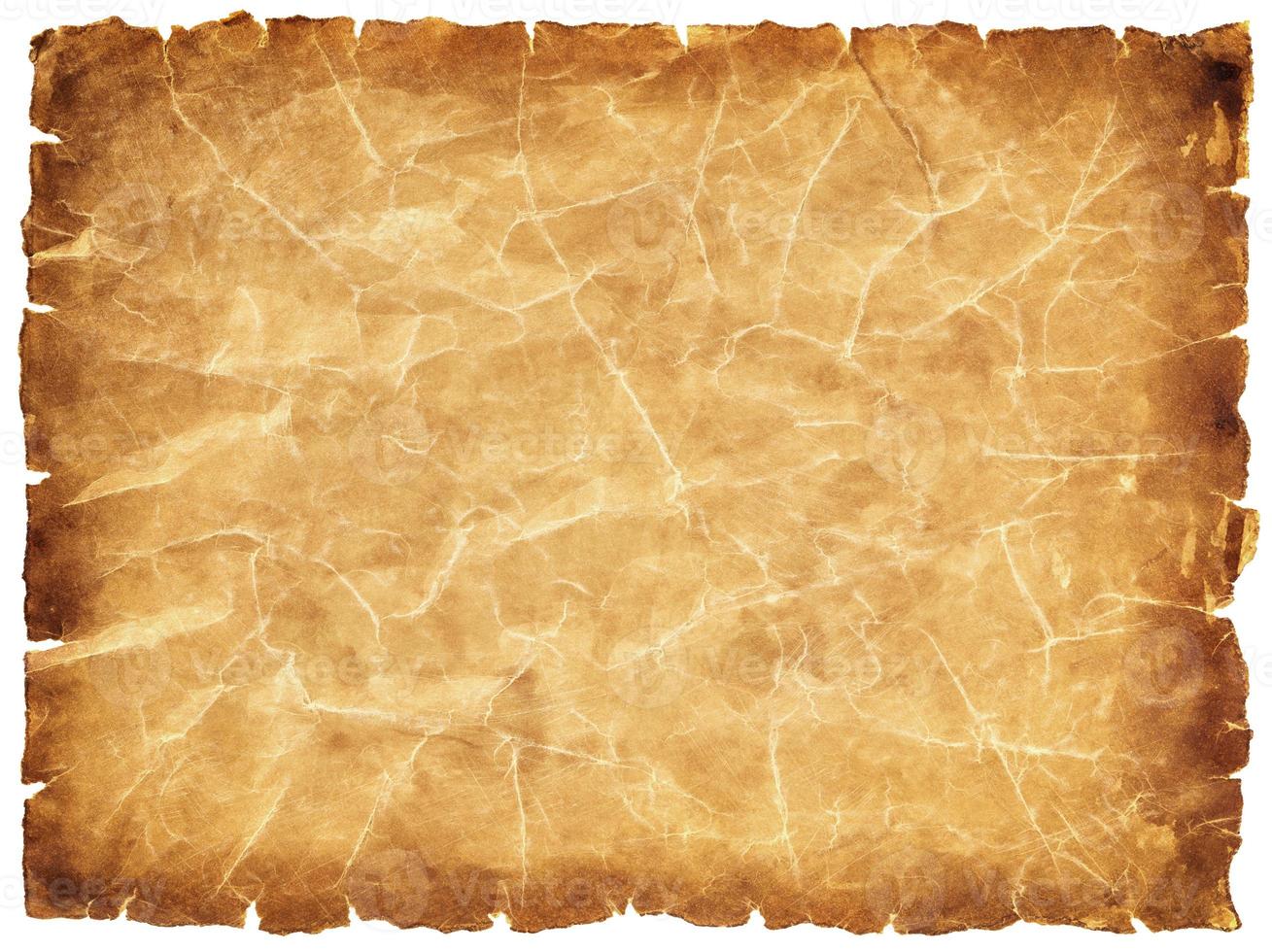 old parchment paper sheet vintage aged or texture isolated on white background photo