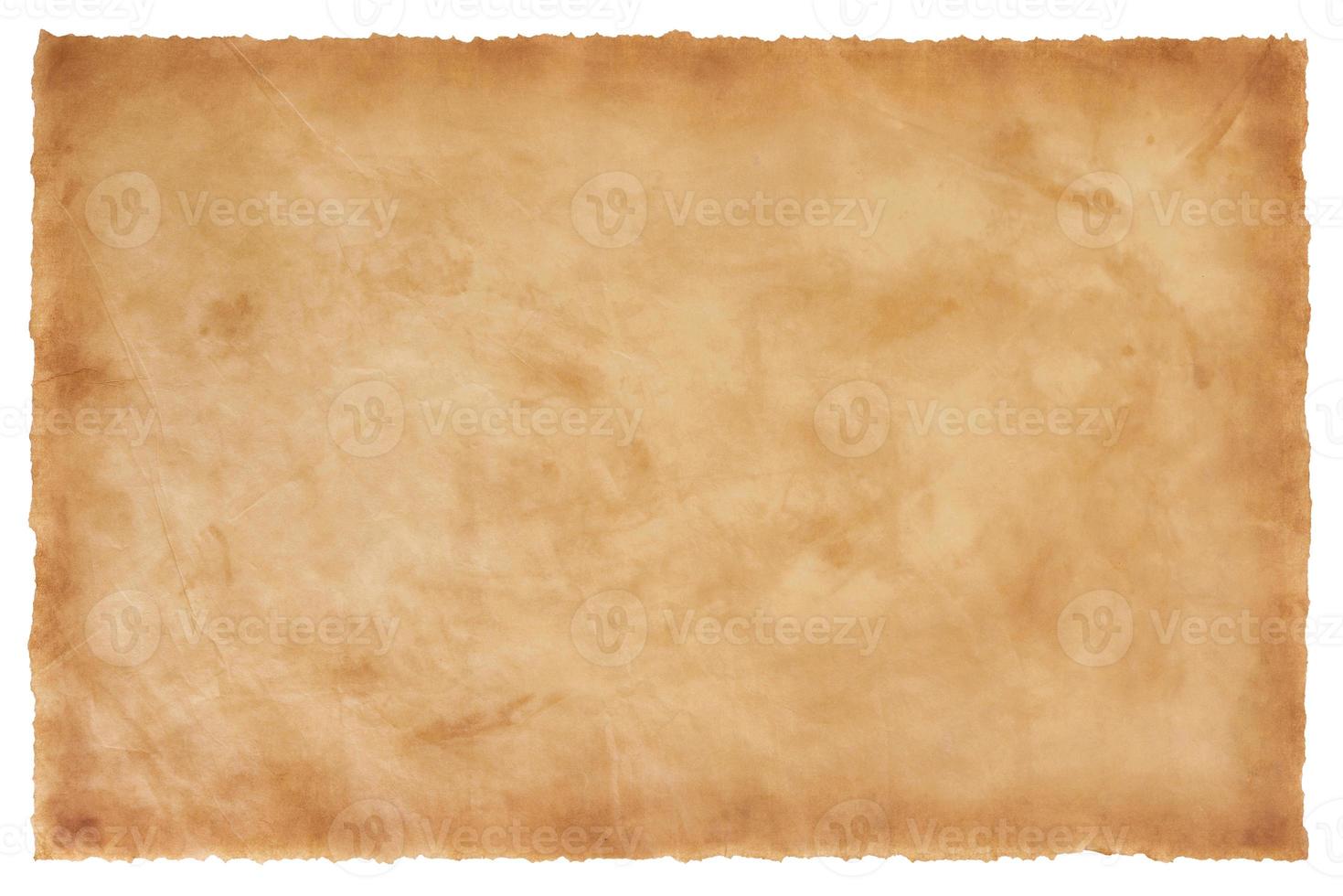 old parchment paper sheet vintage aged or texture isolated on white background photo