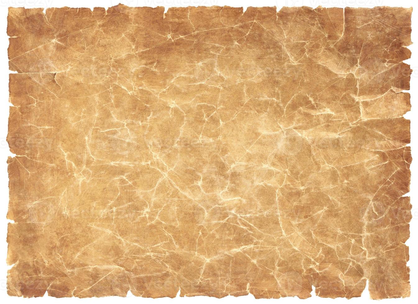 old parchment paper sheet vintage aged or texture isolated on white background photo